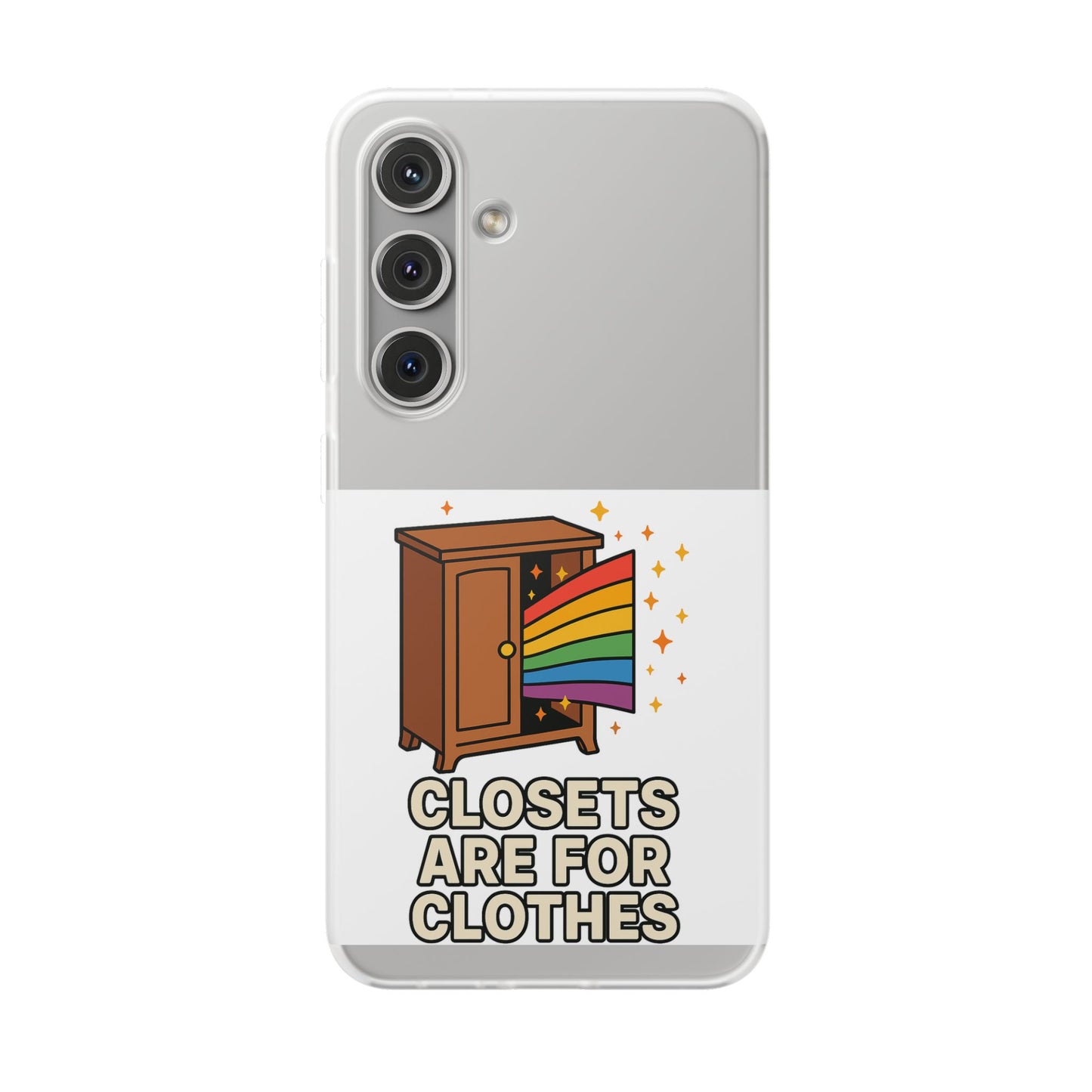 Colourful Phone Case (Closets are for Clothes), LGBTQIA+ Flexi Cases, Love for All Gifts, Stylish Phone Accessories, Pride Month Celebration
