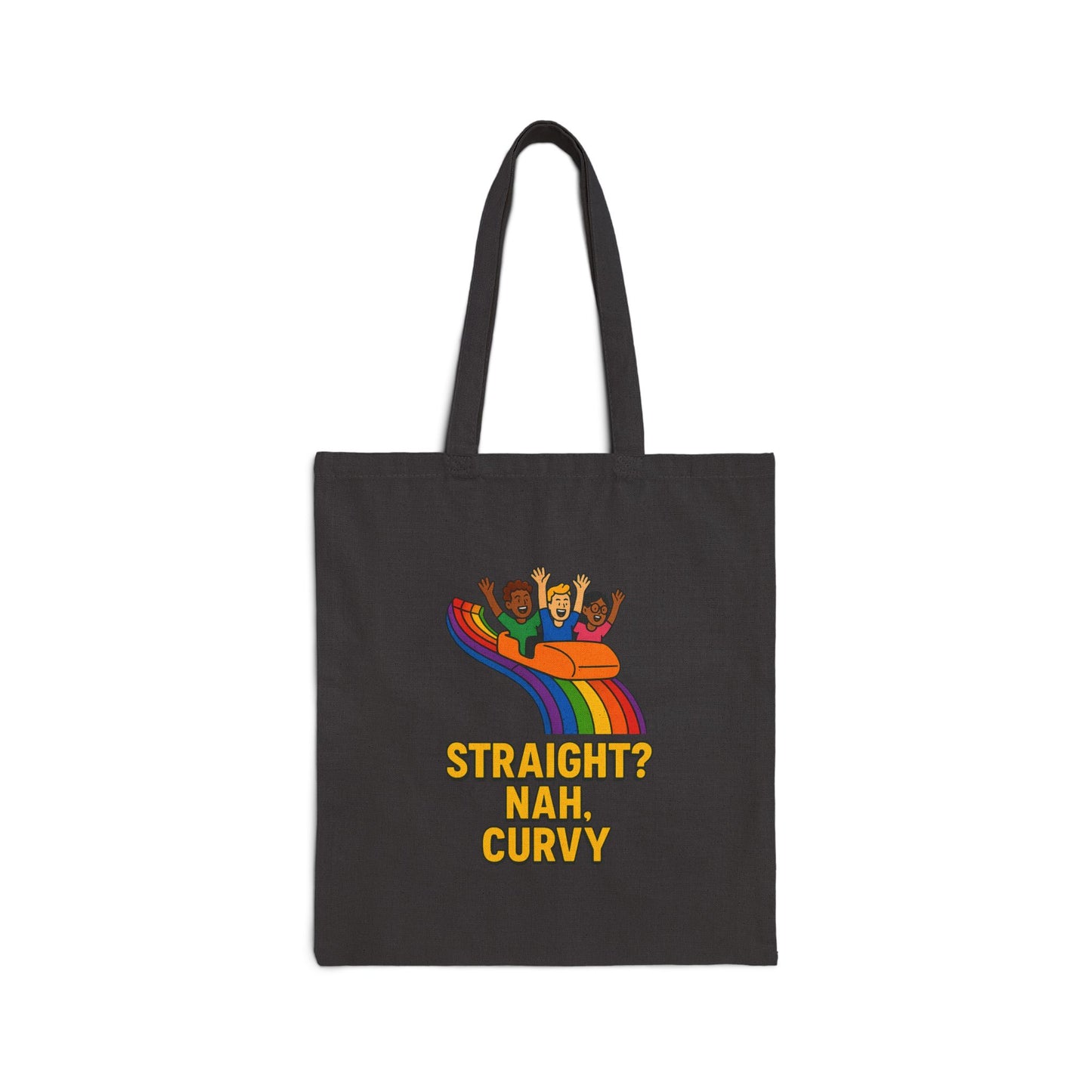Canvas Tote Bag (Straight? No Curvy) Reusable Eco-Friendly Shopping Bag | Gift for LGBTQ+ | Beach, Market, Everyday Use