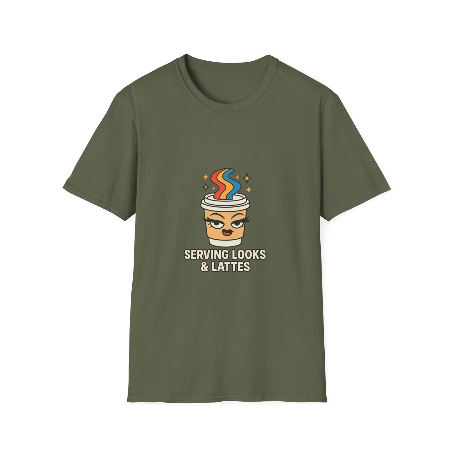Serving Looks and Latte's Unisex soft-style t-shirt