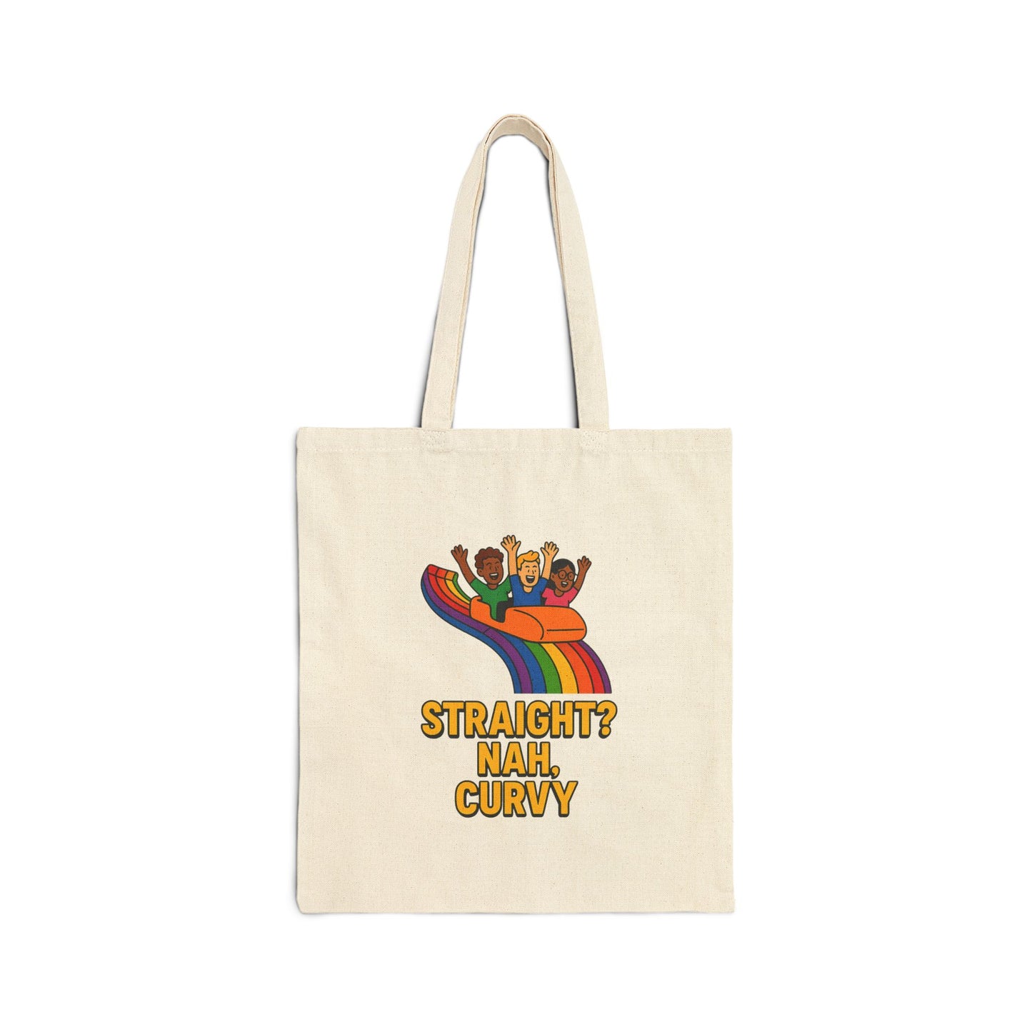 Canvas Tote Bag (Straight? No Curvy) Reusable Eco-Friendly Shopping Bag | Gift for LGBTQ+ | Beach, Market, Everyday Use